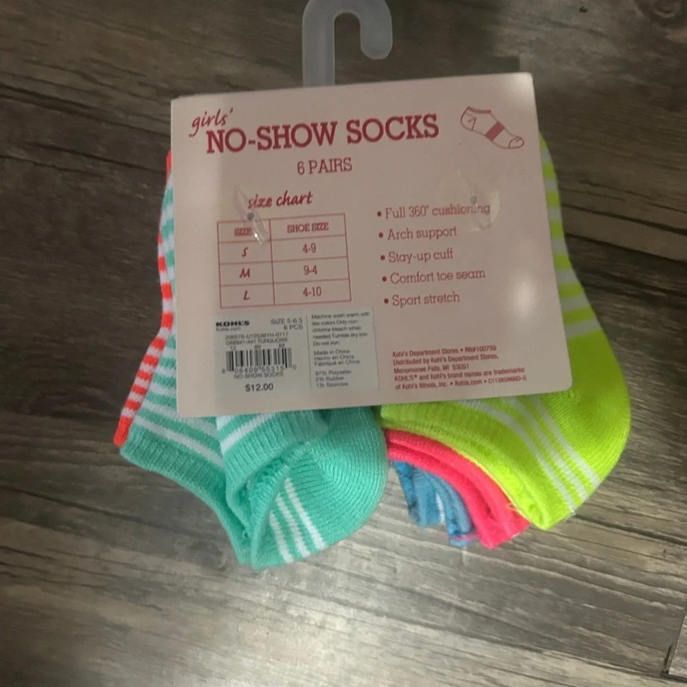 SO Kids' Striped No Show Socks - Blue and Purple